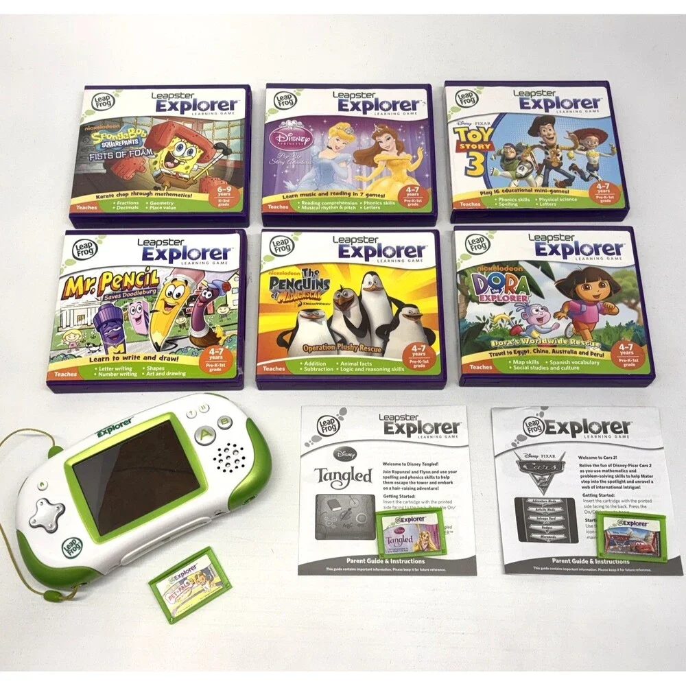 Leapfrog Leapster Explorer 2010 Handheld Game System Tested Works with 9 Games
